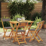 Bistro Set with Cushion 5 pcs Oil Natural Solid Acacia Wood 4105505