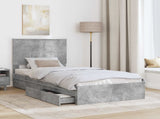 Storage Bed Concrete Grey 90 x 190 cm Engineered Wood 3409590