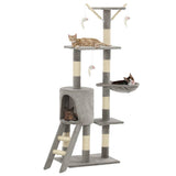 170578 Cat Tree with Sisal Scratching Posts 138 cm Grey