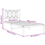 Metal Bed Frame without Mattress with Headboard White 90x200cm 376170