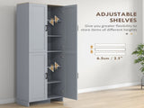 Freestanding Kitchen Cupboard, 4-Door Storage Cabinet with Adjustable Shelves, Modern Kitchen Pantry T3398P378029