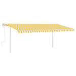 ZNTS Manual Retractable Awning with LED 5x3 m Yellow and White 3069983