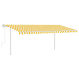 ZNTS Manual Retractable Awning with LED 5x3 m Yellow and White 3069983