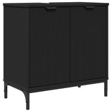 Bathroom Furniture Set with Drawer Black Engineered wood, Metal 3393114