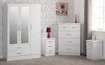 ZNTS Nevada 3 Door 2 Drawer Mirrored Wardrobe Bedroom Set 100-108-033