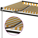 ZNTS Manual Retractable Awning with LED 400x350 cm Yellow and White 3069183