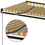 ZNTS Manual Retractable Awning with LED 400x350 cm Yellow and White 3069183