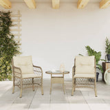 Garden Chairs with Cushions 2 pcs Beige Poly Rattan 365156