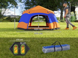 Six Man Hexagon Camping Tent with Hang Hook and Carry Bag - Orange and Blue T3398P348685