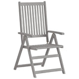 Garden Chair Set of 2 Grey Solid Acacia Wood Standard Foldable 45938