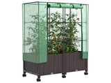 Garden Planter with Greenhouse Cover&Wheels 2 pcs Brown PP 3422979