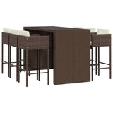 7 Piece Garden Bar Set with Cushions Brown Poly Rattan 3203951
