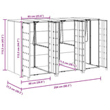 Wheelie Bin Storage for 3 Bins Silver 204 x 77.5 x 115.5 cm 3394789