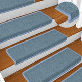 Stair Mats 15 pcs 65x21x4 cm Sea Blue Rectangular Edge 326194