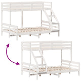 ZNTS Bunk Bed without Mattress 90x200/140x200 cm White Solid Wood 3207190