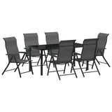 Garden Dining Set 7 pcs Grey Powder-Coated Steel 3379279
