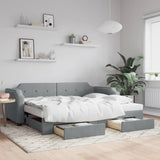 Daybed with Trundle&Drawers without Mattress Light Grey 90x190 cm Single 3197709