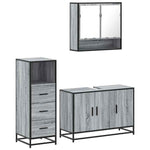 ZNTS 3 Piece Bathroom Furniture Set Grey Sonoma Engineered Wood 3301043