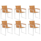 Garden Chairs 6 pcs Solid Acacia Wood and Stainless Steel 3078468