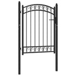 ZNTS Fence Gate with Arched Top Steel 100x125 cm Black 146369