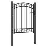 ZNTS Fence Gate with Arched Top Steel 100x125 cm Black 146369