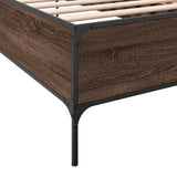 ZNTS Bed Frame Brown Oak 75x190 cm Small Single Engineered Wood and Metal 844995