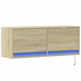 TV Wall Cabinet with LED Lights Sonoma Oak 100x31x35 cm 852364
