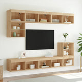 8 Piece TV Wall Units with LED Sonoma Oak Engineered Wood 3216670