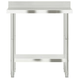 Kitchen Work Table with Backsplash 82.5x55x93 cm Stainless Steel 376457