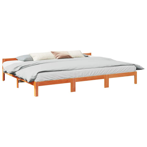 ZNTS Family Bed Frame No Mattress Wax Brown 270x200 cm Solid Wood Pine 3324576