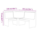 Corner Bench REINE 151 cm Honey Brown&White Solid Wood Pine 327249