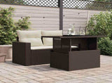 Garden Table with Glass Top Brown 100x55x73 cm Poly Rattan 366208