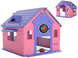 5-in-1 Playhouse Kids Outdoor Indoor with Basketball Hoop, Football Goal, Dartboard, Ring Toss T3398P378980