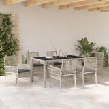 Garden Dining Set 7 pcs Light grey Poly rattan 3334898
