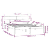 Bed Frame without Mattress Black Solid Wood Pine King Size 810156