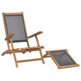 Deck Chair Black Solid Teak Wood 152 cm x 60 cm x 90 cm Foldable 47410