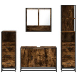 4 Piece Bathroom Furniture Set Smoked Oak Engineered Wood 3301282