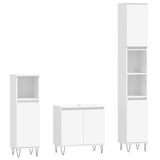 3 Piece Bathroom Cabinet Set White Engineered Wood 3187789