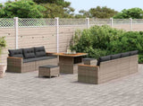 Garden Sofa Set with Cushion 14 pcs Grey Poly Rattan 3364958