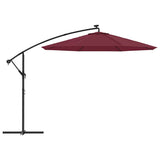 Cantilever Garden Parasol with LED Lights and Steel Pole Wine Red 313780