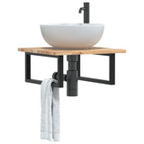 Basin Shelf Wall Mounted Steel and Solid Wood Acacia 3302761