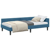 Corner Bed Frame with Headboard Blue 80 cm x 200 cm Velvet 42016133
