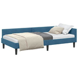 Corner Bed Frame Blue 100 x 200 cm Velvet and Engineered wood 42016163