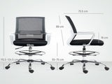 Draughtsman Chair, Mesh Drafting Chair, Ergonomic Office Chair with Lumbar Support, Adjustable Foot T3398P344561