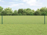 Welded Wire Fence with Posts 0.6 x 25 m Steel and PVC Green 3336473
