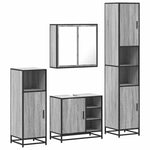 ZNTS 4 Piece Bathroom Furniture Set Grey Sonoma Engineered Wood 3301208
