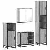 ZNTS 4 Piece Bathroom Furniture Set Grey Sonoma Engineered Wood 3301208