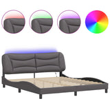 Bed Frame with LED without Mattress "Hvar" Grey 180x200 cm 3213951