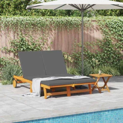 Sun Lounger Reclining Brown 125 x 200 x 84cm Solid Acacia wood 3325189