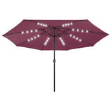 312534 Garden Parasol with LED Lights 400 cm Bordeaux Red